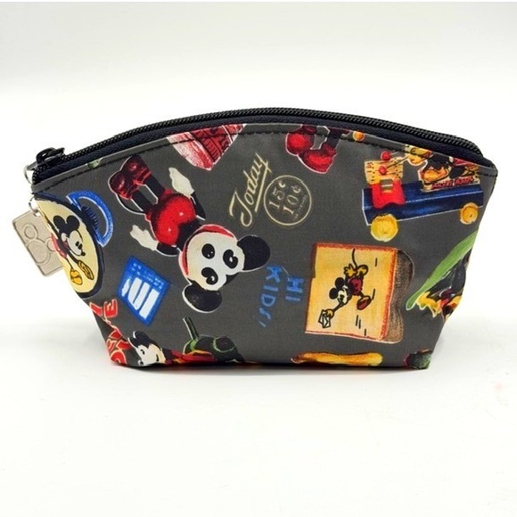 Nicole Miller Walt Disney Gallery Mickey Mouse Tote Bag 5 Piece Set Gray Vintage - Picture 6 of 16